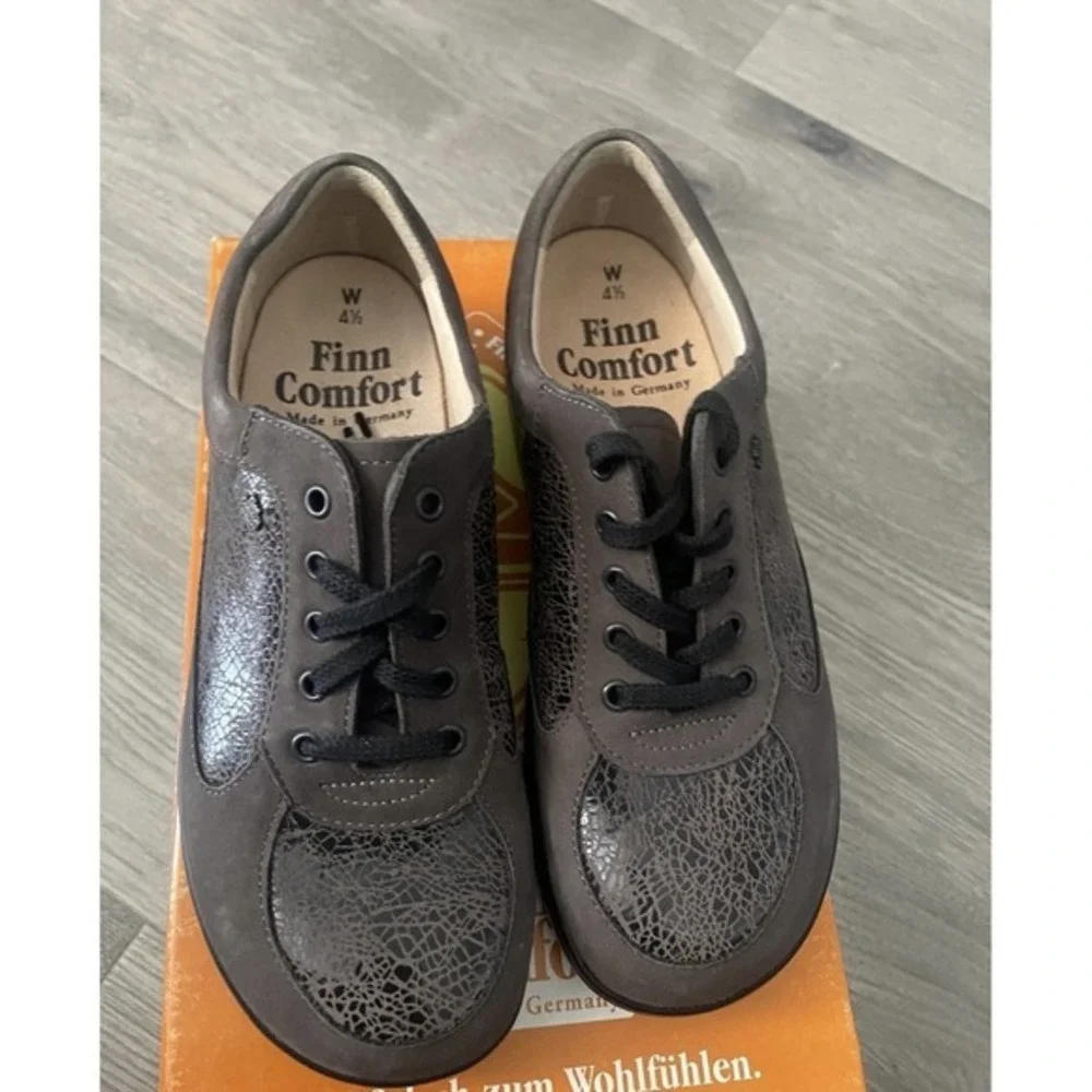 Finn Comfort Columbia Leather Shoes Women's Size 7 Brown Black